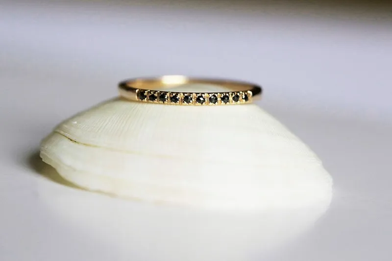 Rose Gold Pave Ring, Rose Gold Wedding Band view 7