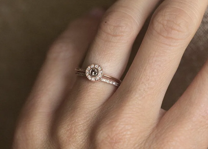 Rose Gold Ring Set, Rose Gold Diamond Set vy 2