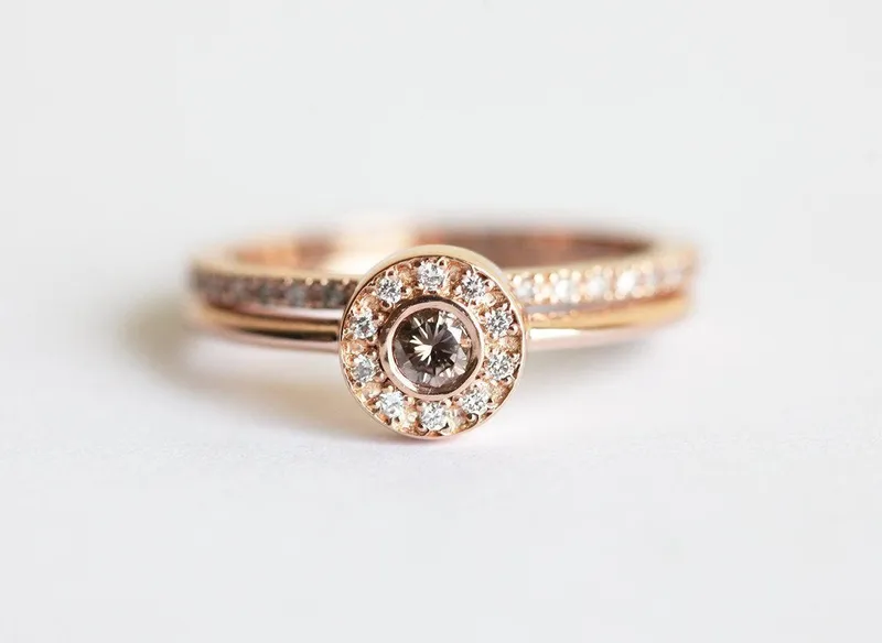 Rose Gold Ring Set, Rose Gold Diamond Set vy 4