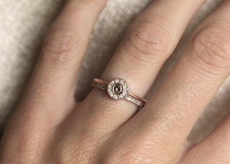 Rose Gold Ring Set, Rose Gold Diamond Set vy 5