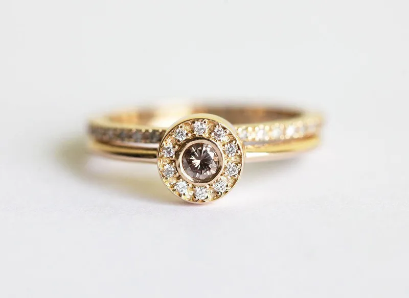 Rose Gold Ring Set, Rose Gold Diamond Set vy 6