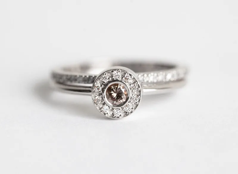 Rose Gold Ring Set, Rose Gold Diamond Set vy 7