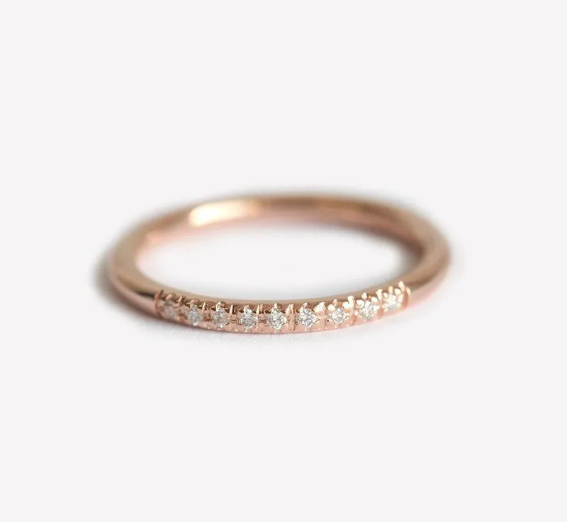 Rose Gold Wedding Band With Pav? Diamonds view 3