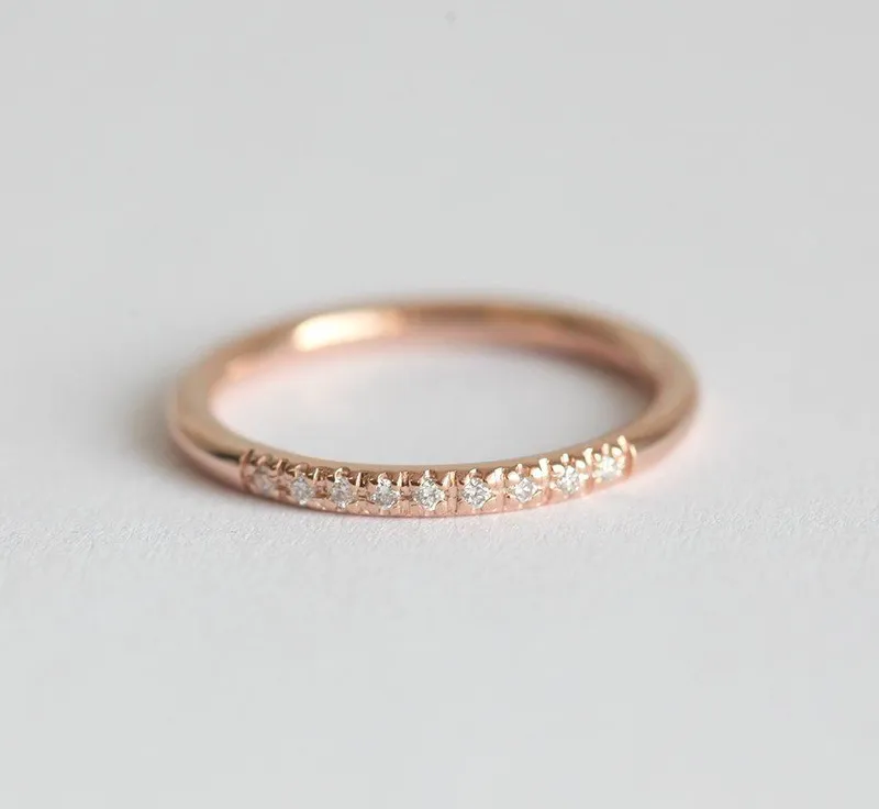 Rose Gold Wedding Band With Pav? Diamonds view 5
