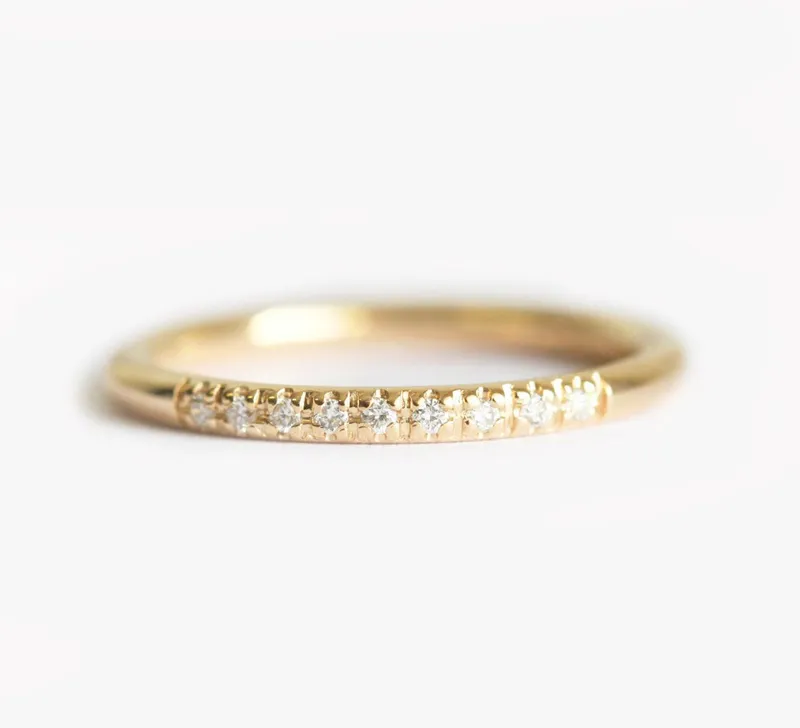 Rose Gold Wedding Band With Pav? Diamonds view 6