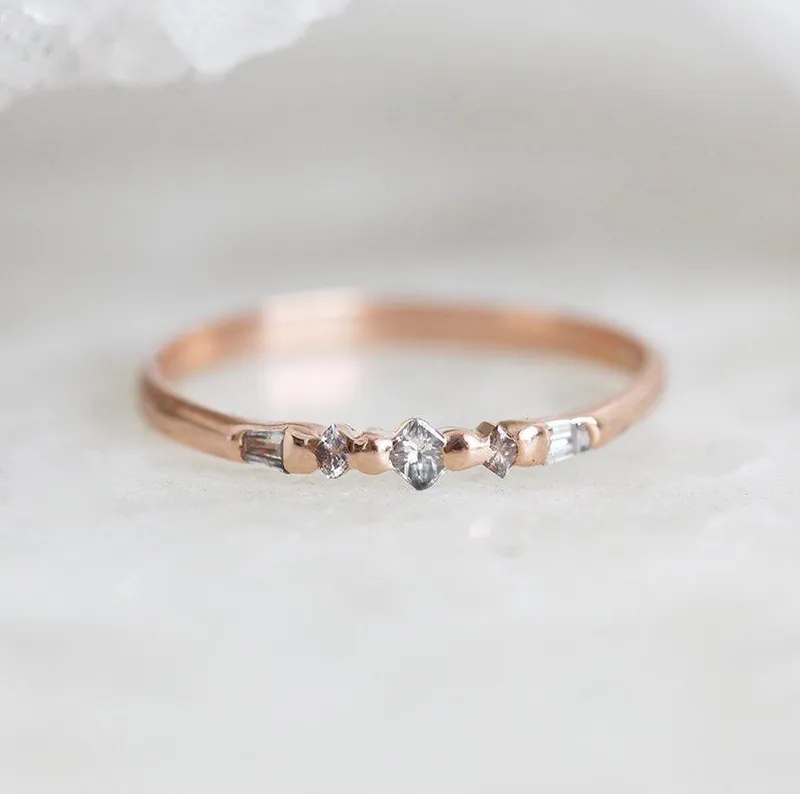 Rose Gold Wedding Ring, Rose Gold Diamond Band view 3