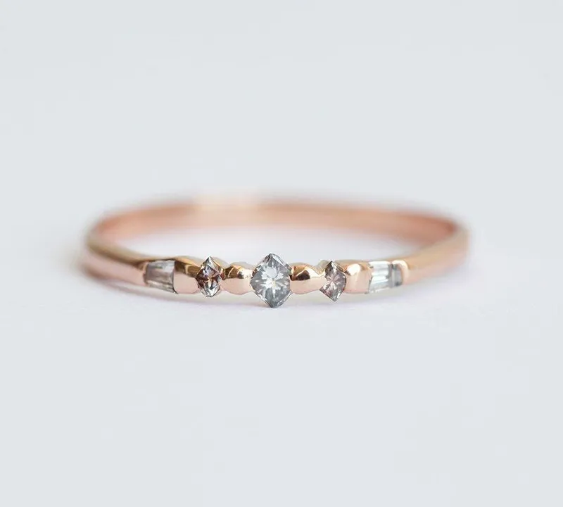 Rose Gold Wedding Ring, Rose Gold Diamond Band view 4
