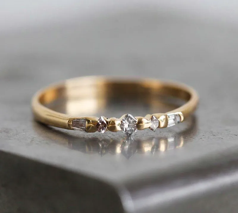 Rose Gold Wedding Ring, Rose Gold Diamond Band view 5