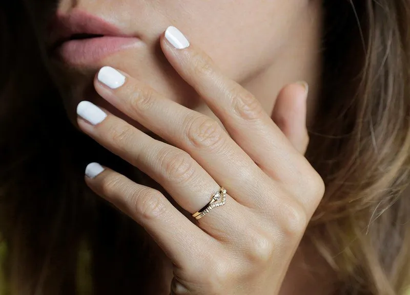 Round Diamond Ring, Modern Engagement Ring Set view 2