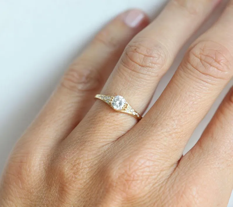 Round Diamond Ring In Unique Prong Setting vy 2