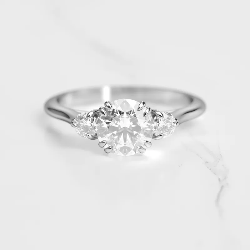 Round Diamond Ring With Accent Stones view 2