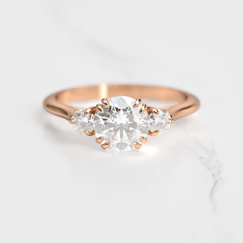 Round Diamond Ring With Accent Stones view 3