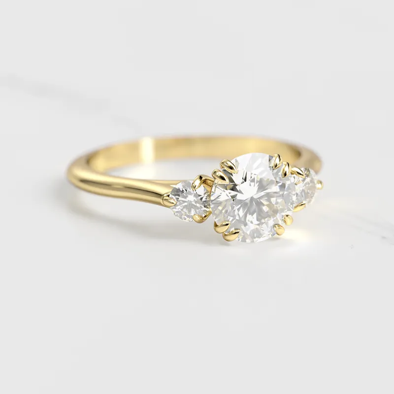 Round Diamond Ring With Accent Stones view 4
