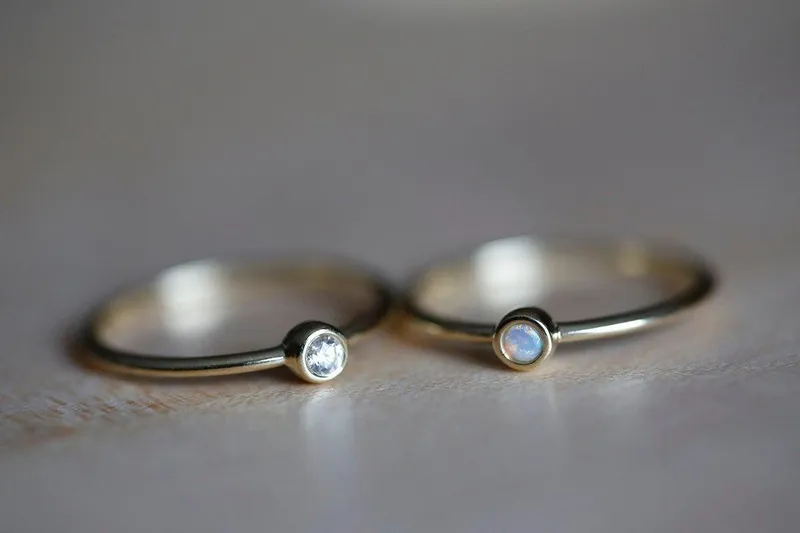 Round Diamond Solitaire Stacking Ring vy 5