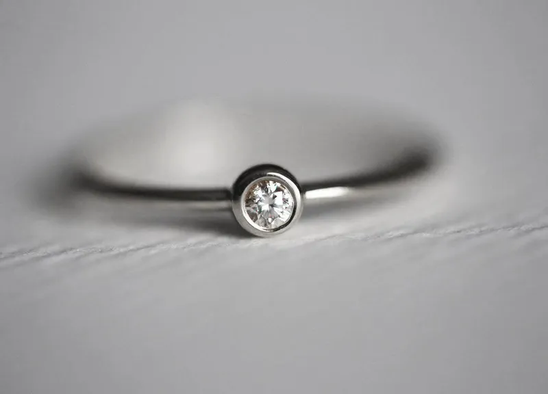 Round Diamond Solitaire Stacking Ring vy 7