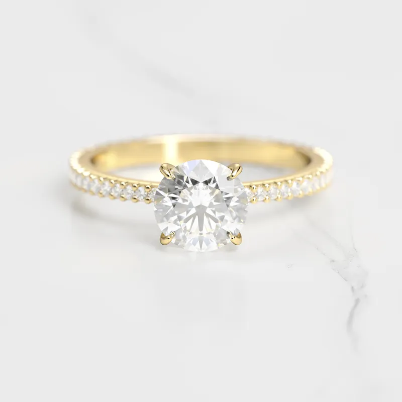 ROUND FULL PAVE TAPERED DIAMOND RING view 4