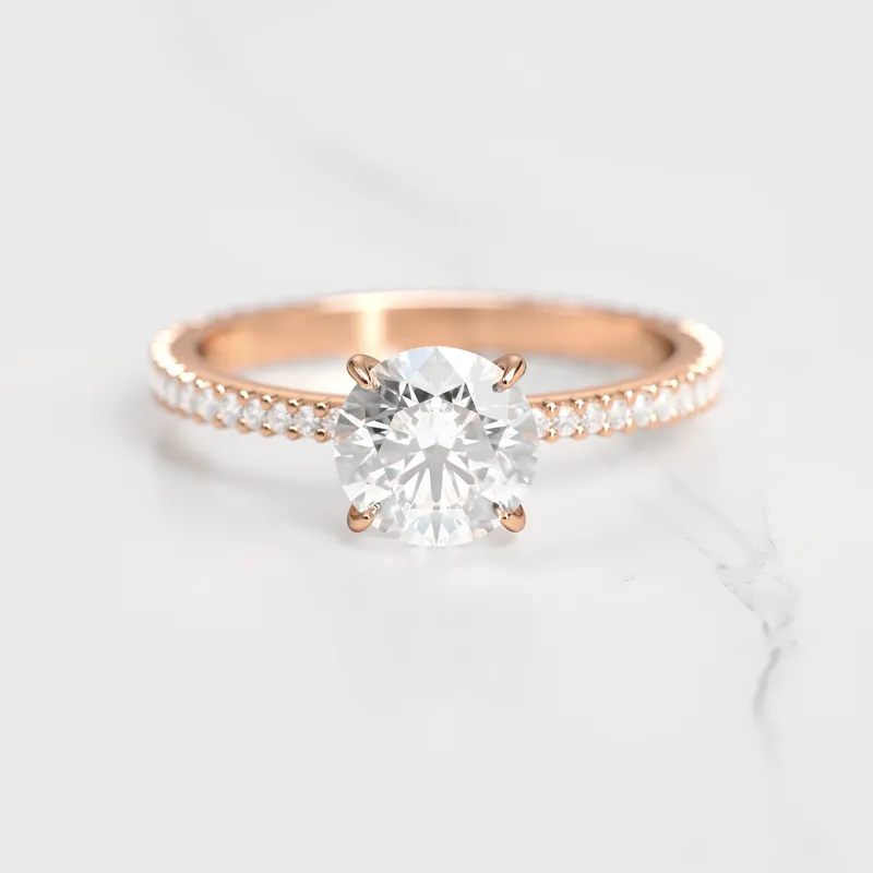 ROUND FULL PAVE TAPERED DIAMOND RING view 5