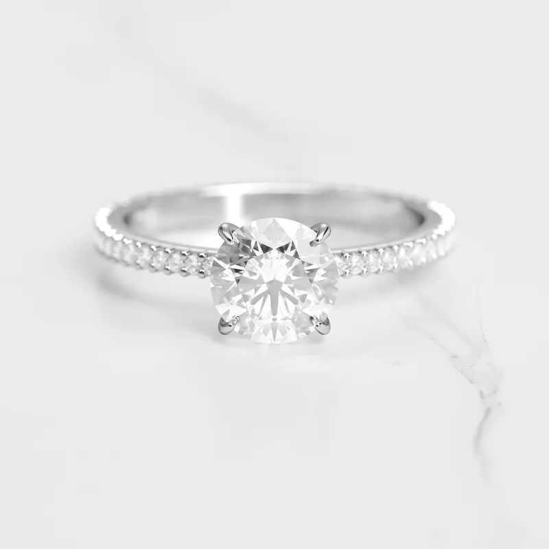 ROUND FULL PAVE TAPERED DIAMOND RING view 6
