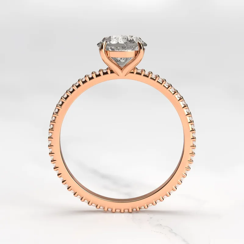 Round Full Pave Tapered Salt & Pepper Diamond Ring vy 10