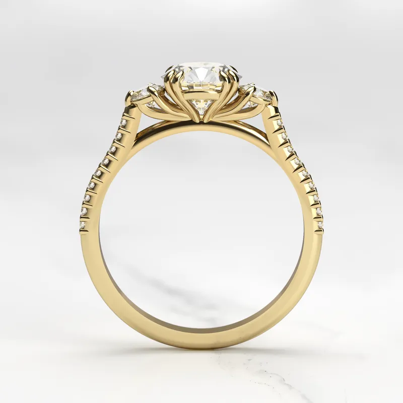 ROUND HALF PAVE DIAMOND RING WITH ACCENT STONES view 10