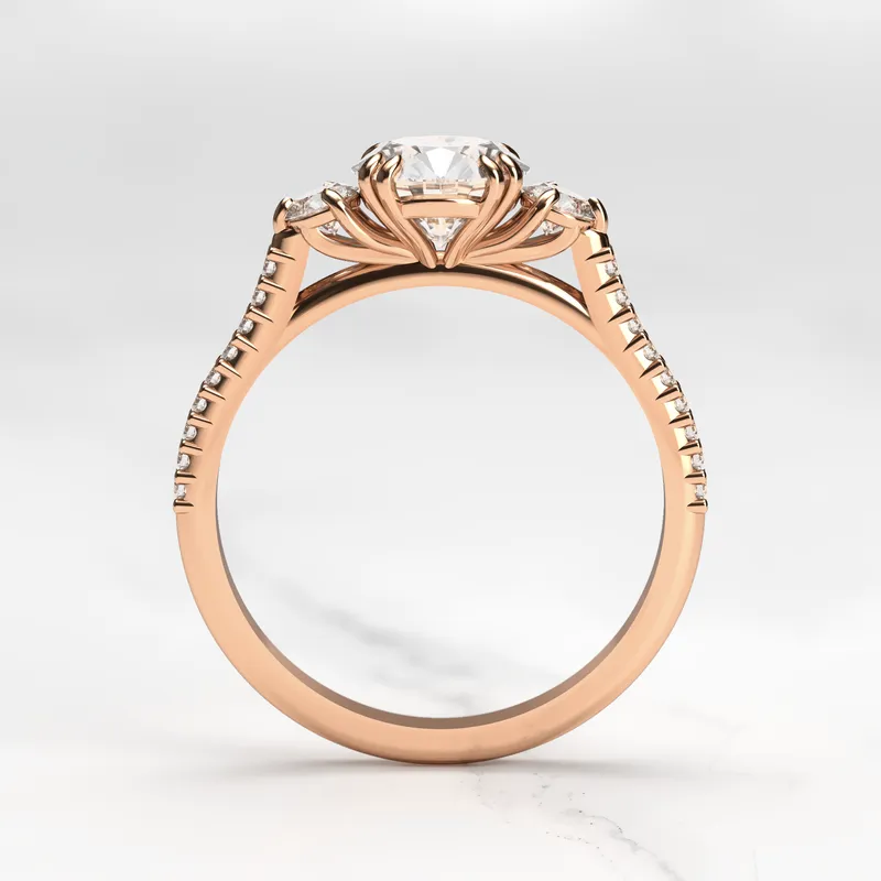 ROUND HALF PAVE DIAMOND RING WITH ACCENT STONES view 11