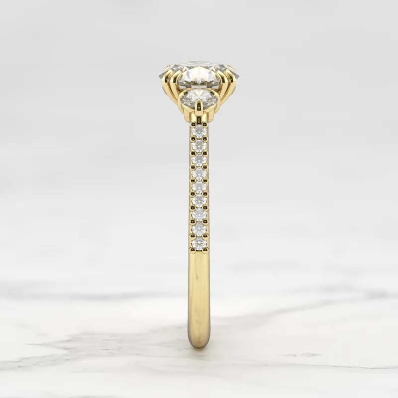ROUND HALF PAVE DIAMOND RING WITH ACCENT STONES view 7