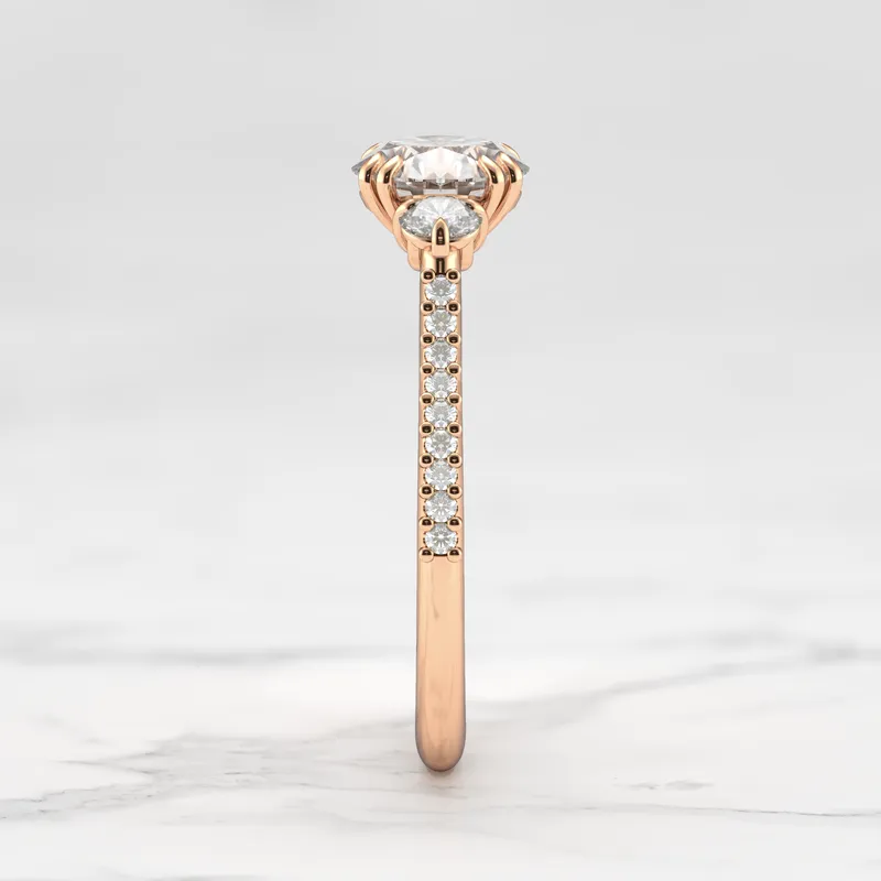 ROUND HALF PAVE DIAMOND RING WITH ACCENT STONES view 8