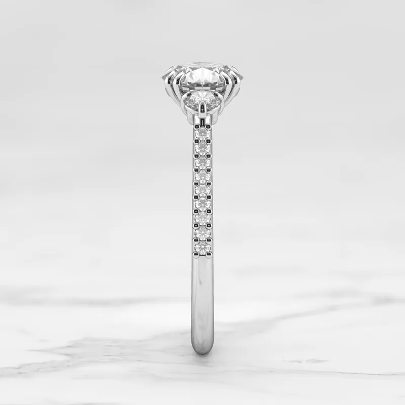 ROUND HALF PAVE DIAMOND RING WITH ACCENT STONES view 9