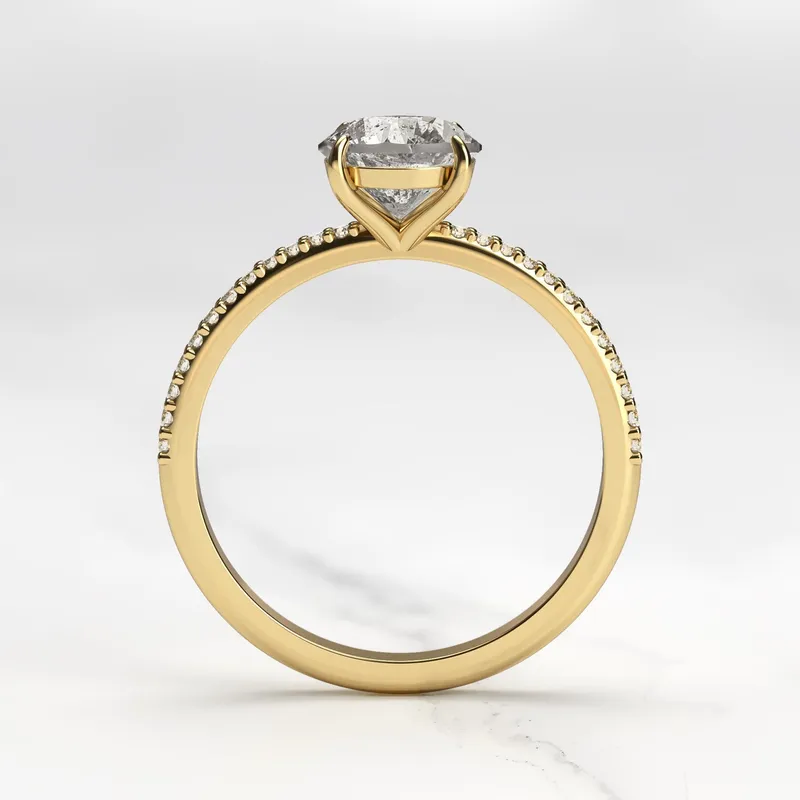 Round Half Pave Salt & Pepper Diamond Ring view 11