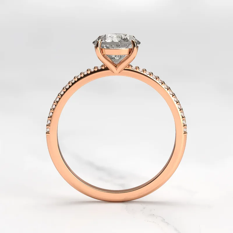 Round Half Pave Salt & Pepper Diamond Ring view 12