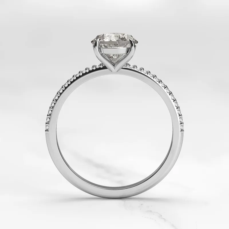 Round Half Pave Salt & Pepper Diamond Ring view 13