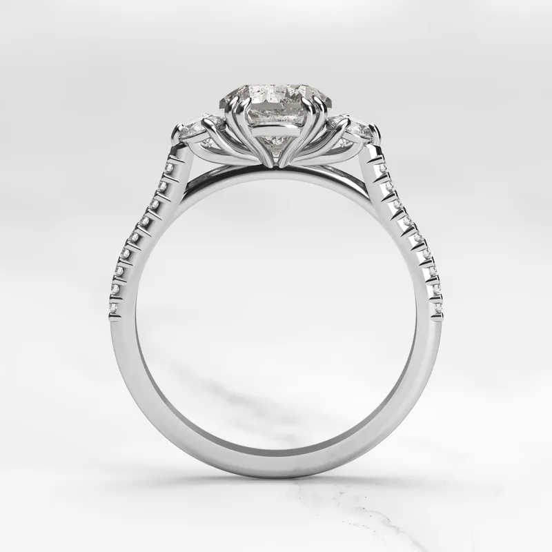 ROUND HALF PAVE SALT & PEPPER DIAMOND RING WITH ACCENT DIAMONDS vy 10