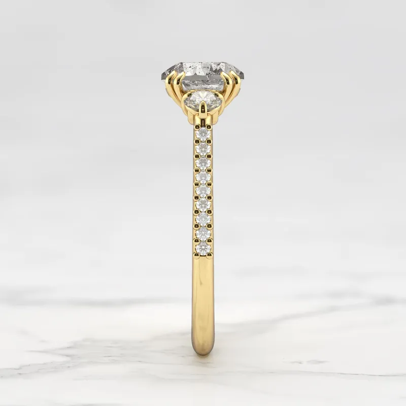 ROUND HALF PAVE SALT & PEPPER DIAMOND RING WITH ACCENT DIAMONDS vy 11