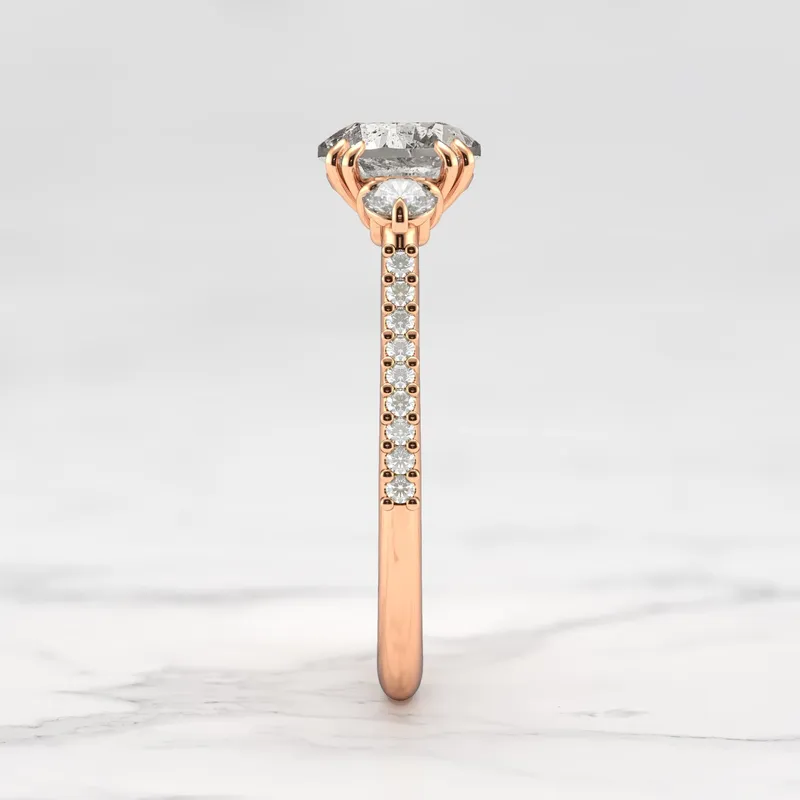 ROUND HALF PAVE SALT & PEPPER DIAMOND RING WITH ACCENT DIAMONDS vy 12