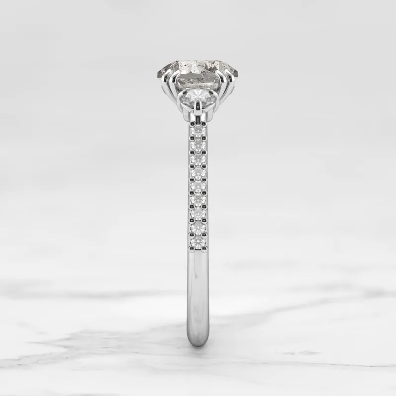 ROUND HALF PAVE SALT & PEPPER DIAMOND RING WITH ACCENT DIAMONDS vy 13