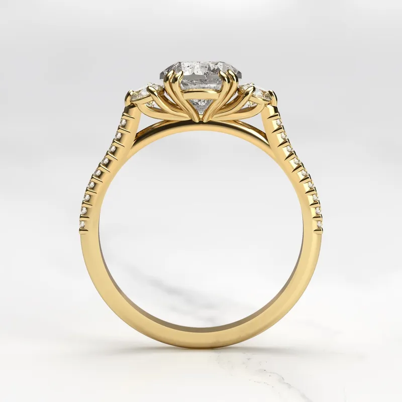 ROUND HALF PAVE SALT & PEPPER DIAMOND RING WITH ACCENT DIAMONDS vy 8