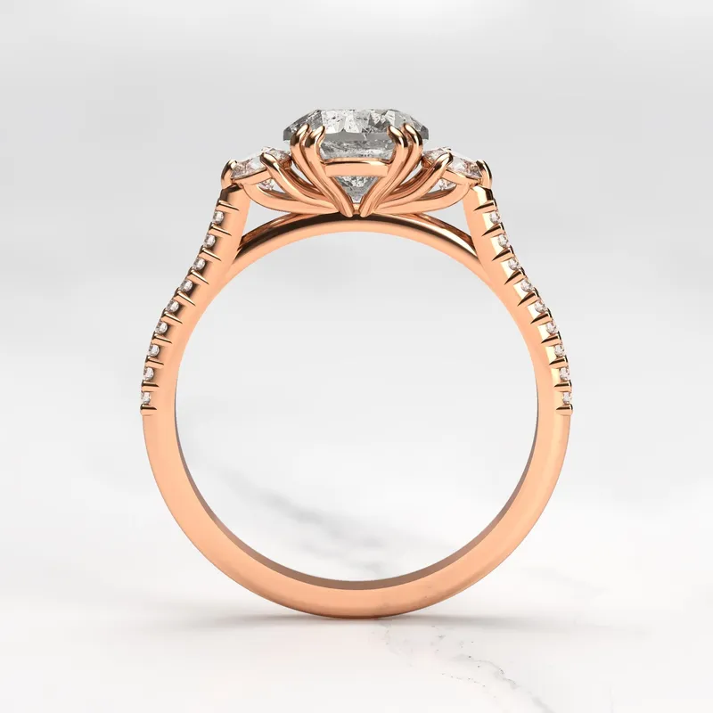 ROUND HALF PAVE SALT & PEPPER DIAMOND RING WITH ACCENT DIAMONDS vy 9