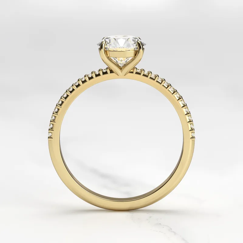 Round Half Pave Tapered Diamond Ring view 9