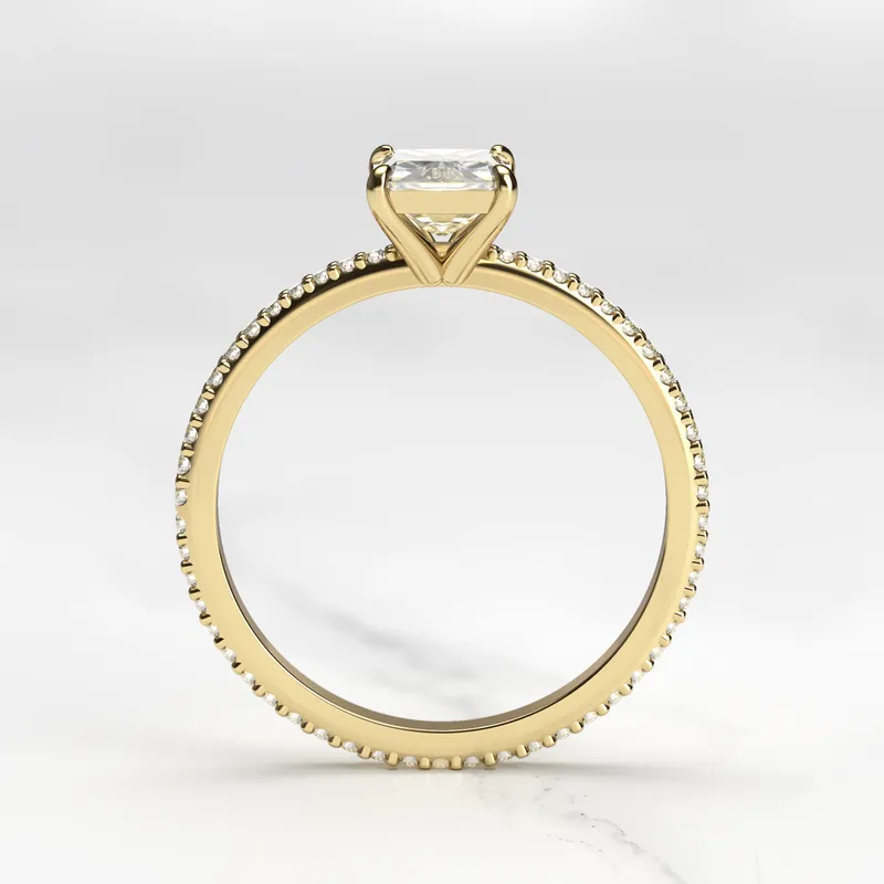 Round Half Pave Tapered Diamond Ring vy 10