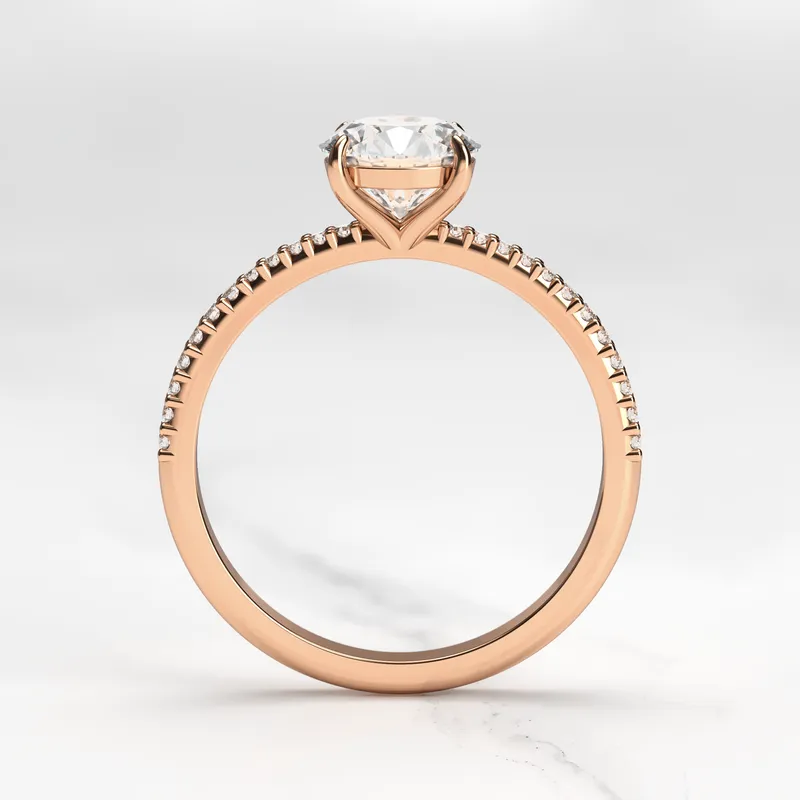 Round Half Pave Tapered Diamond Ring view 10