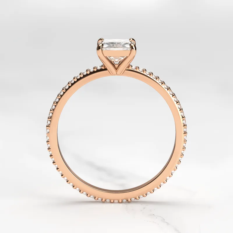Round Half Pave Tapered Diamond Ring vy 11