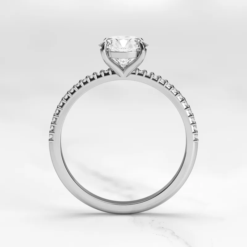 Round Half Pave Tapered Diamond Ring view 11