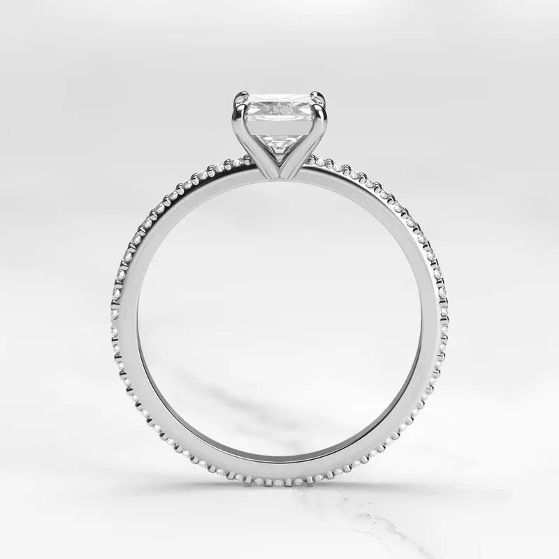 Round Half Pave Tapered Diamond Ring vy 12
