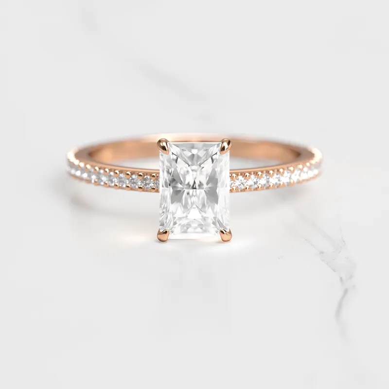 Round Half Pave Tapered Diamond Ring vy 2