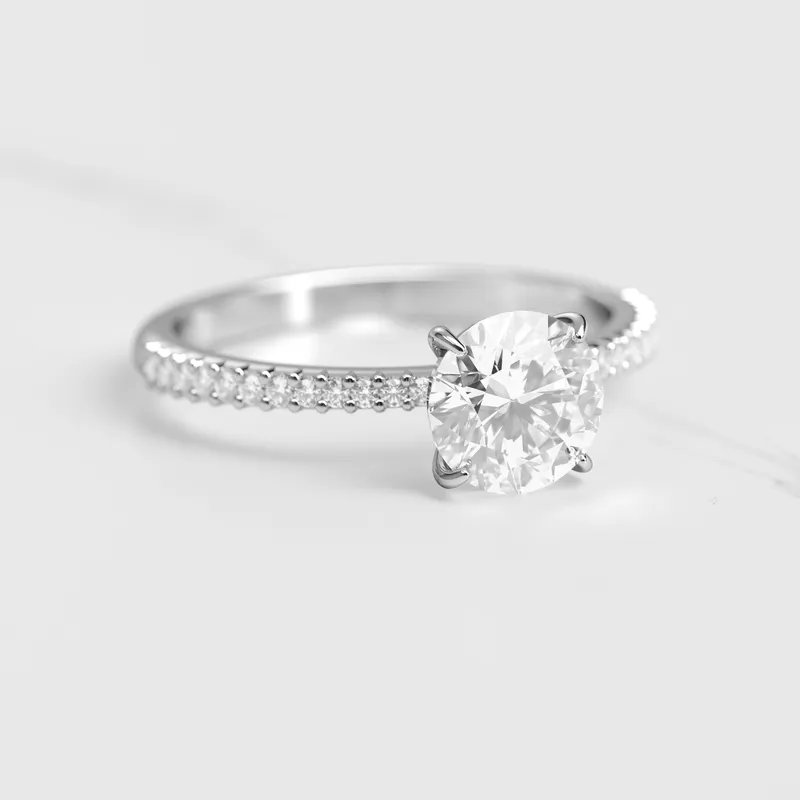 Round Half Pave Tapered Diamond Ring view 3