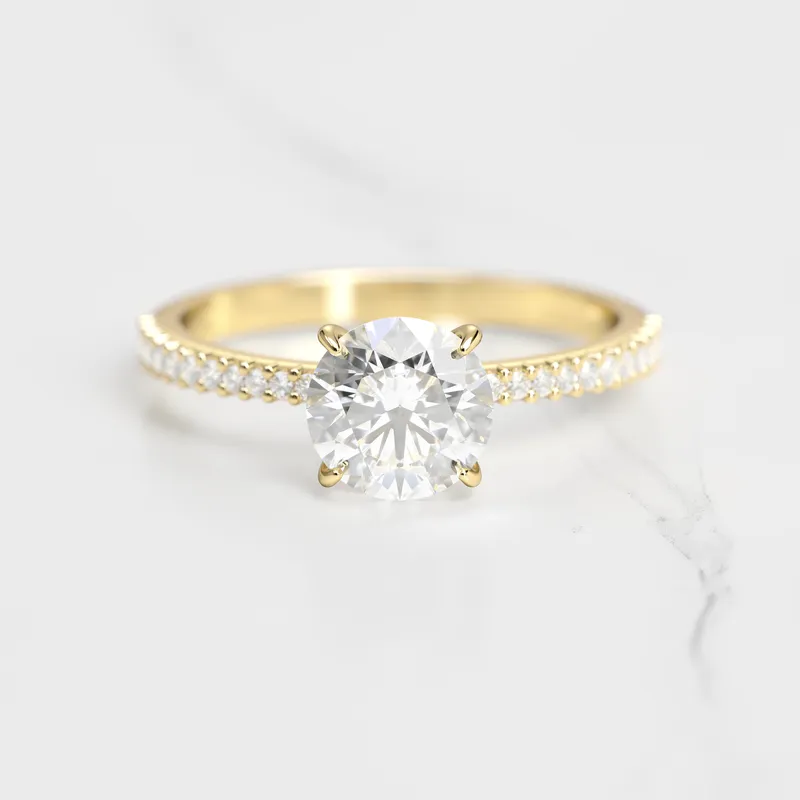 Round Half Pave Tapered Diamond Ring view 4