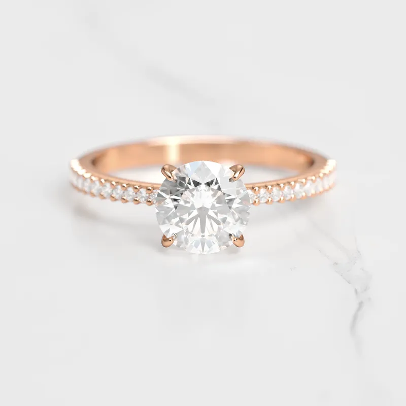 Round Half Pave Tapered Diamond Ring view 5