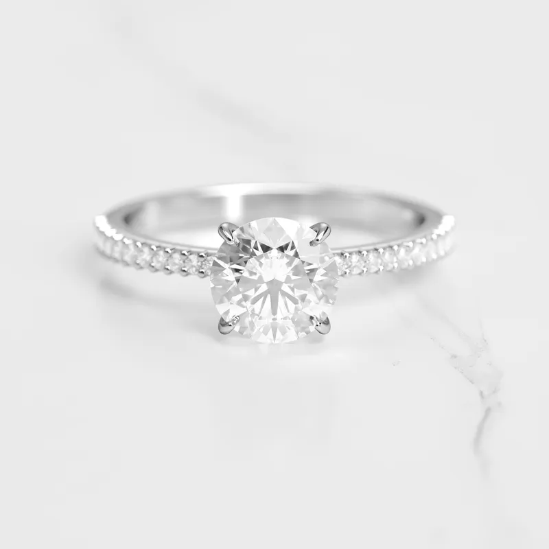Round Half Pave Tapered Diamond Ring view 6