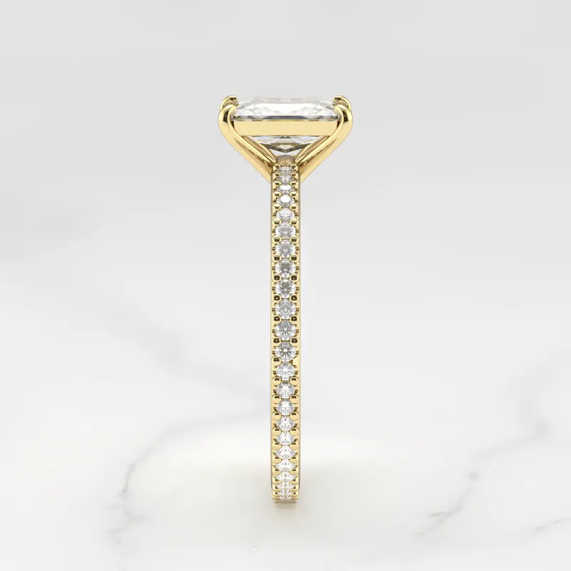 Round Half Pave Tapered Diamond Ring vy 7