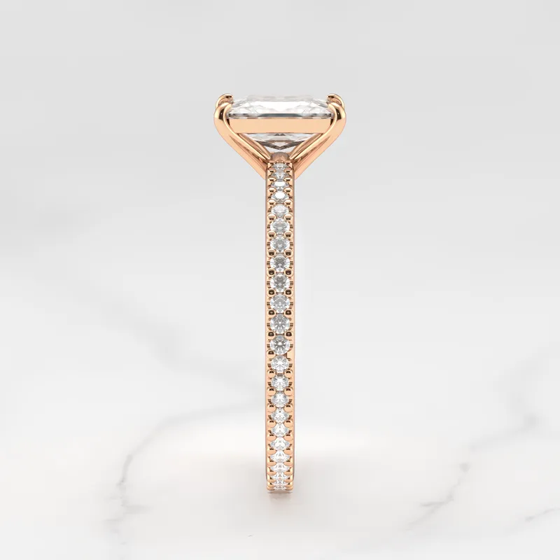 Round Half Pave Tapered Diamond Ring vy 8